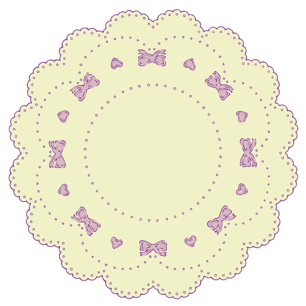 スイート系円レース素材 線画と着色済み