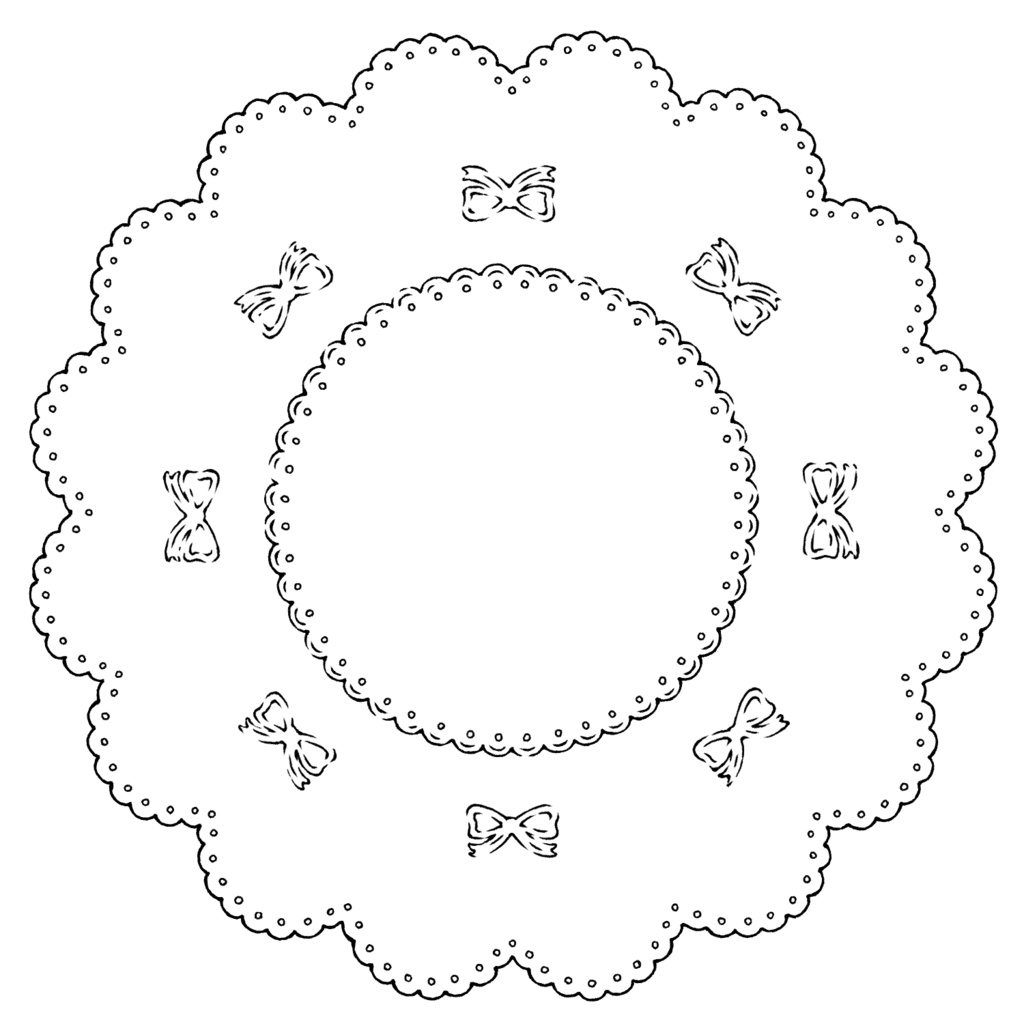 スイート系円レース素材 線画と着色済み