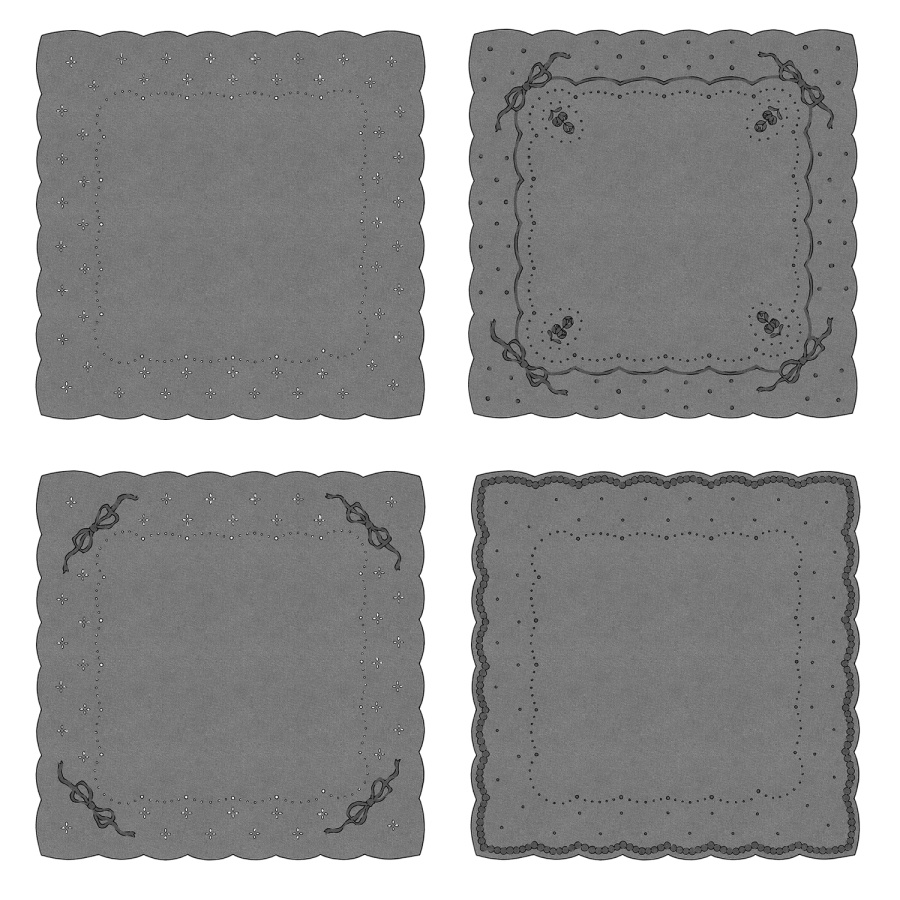 四角いレース10種 線画とテクスチャ