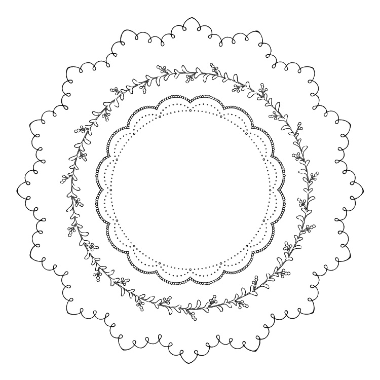 円レース 12枚とブラシ6種 花と蔦