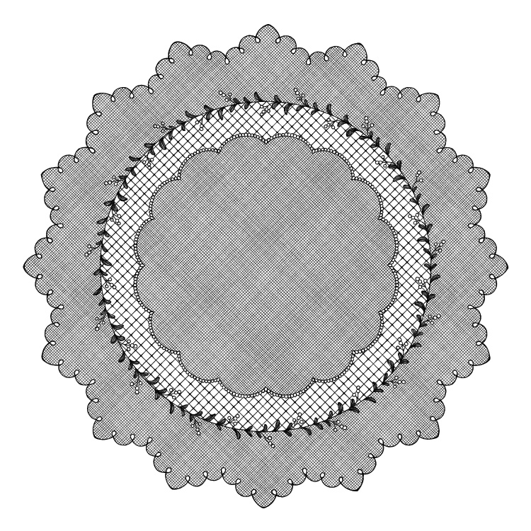 円レース 12枚とブラシ6種 花と蔦