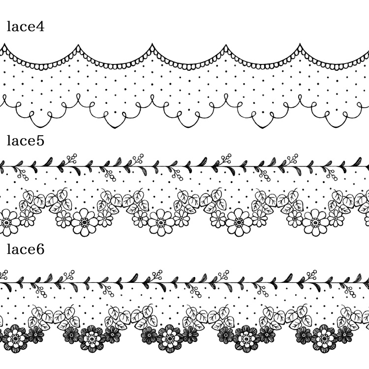 円レース 12枚とブラシ6種 花と蔦