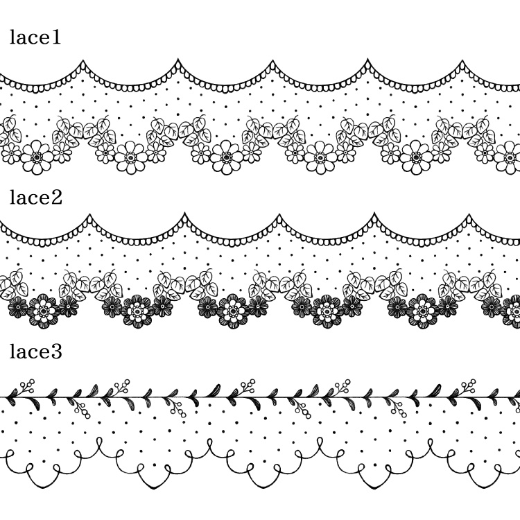 円レース 12枚とブラシ6種 花と蔦