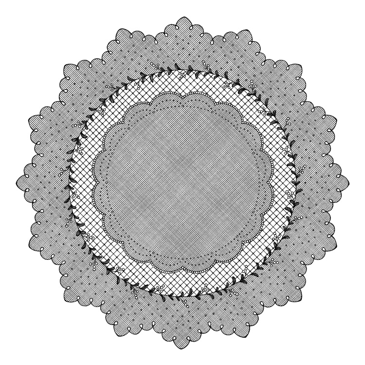円レース 12枚とブラシ6種 花と蔦