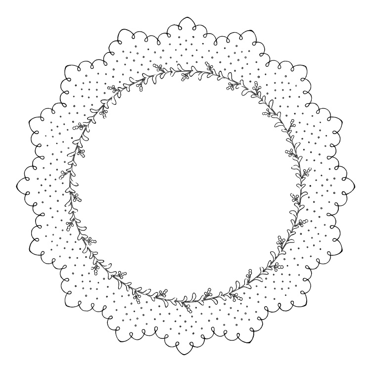 円レース 12枚とブラシ6種 花と蔦