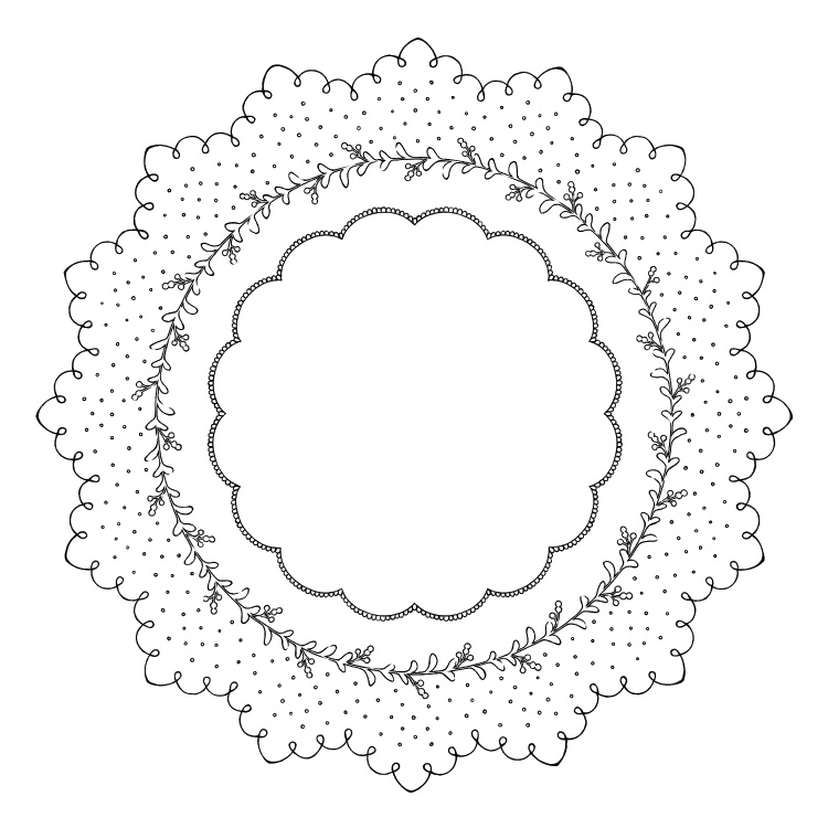 円レース 12枚とブラシ6種 花と蔦