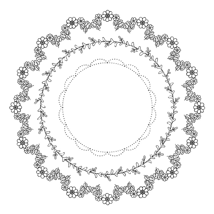 円レース 12枚とブラシ6種 花と蔦