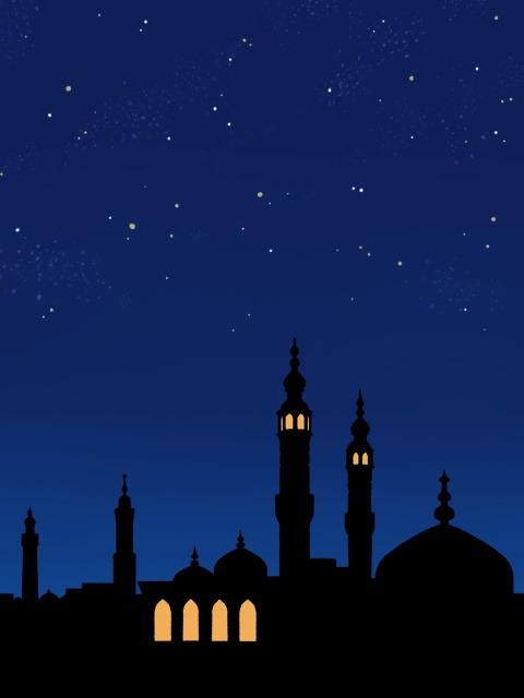 中東っぽいシルエット背景素材と小説用フリー素材