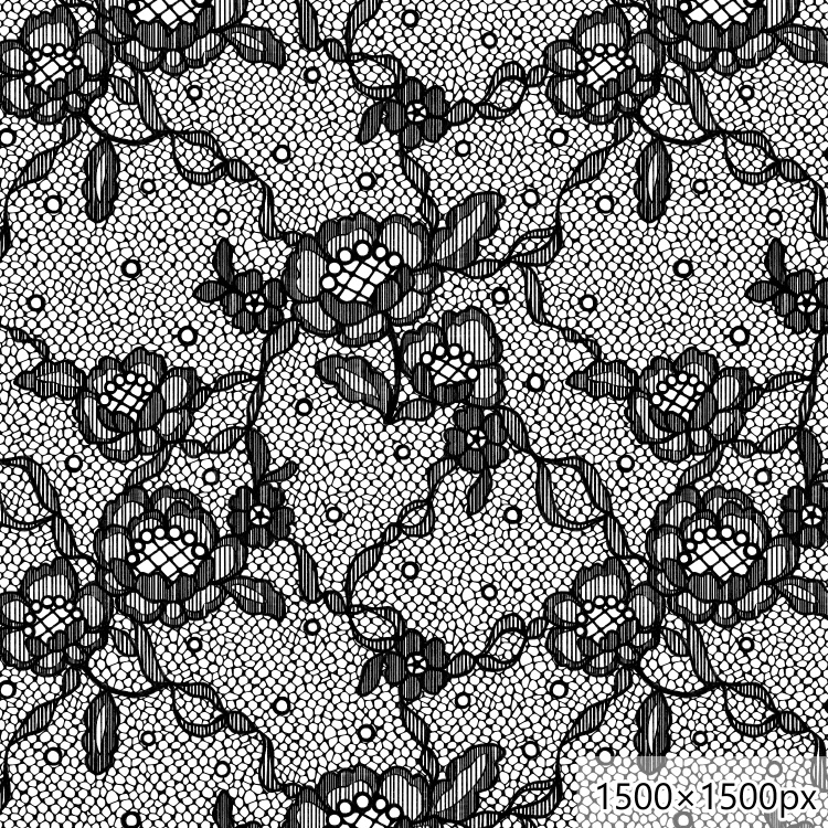 花のレースパターンとブラシ(9種)