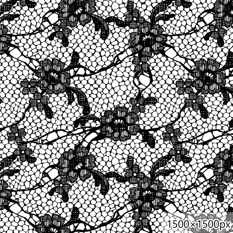 花のレースパターンとブラシ(9種)