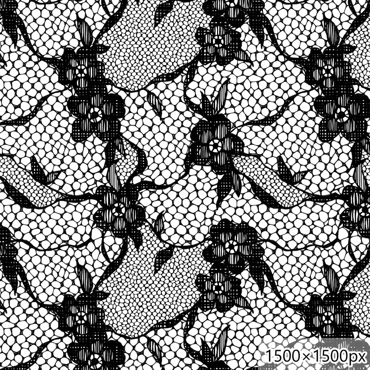 花のレースパターンとブラシ(9種)