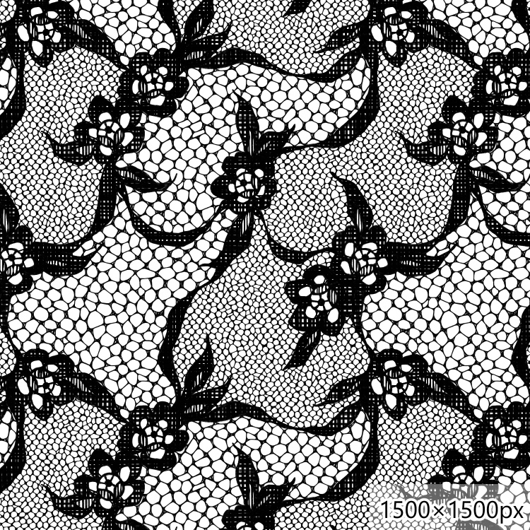 花のレースパターンとブラシ(9種)