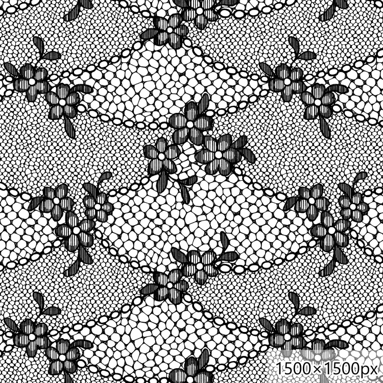 花のレースパターンとブラシ(9種)