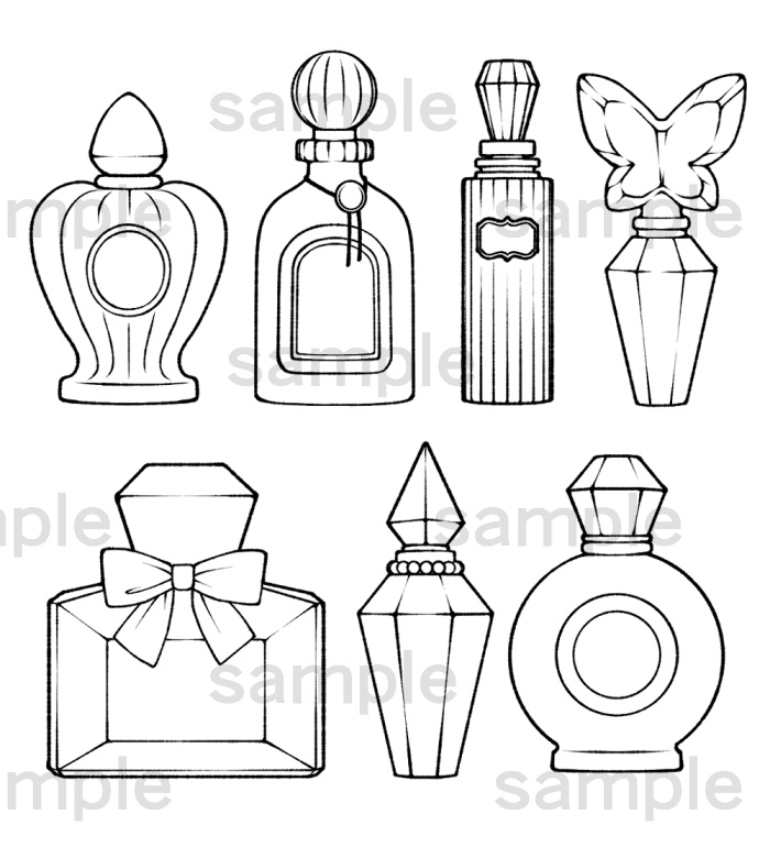 香水瓶8種とブラシ