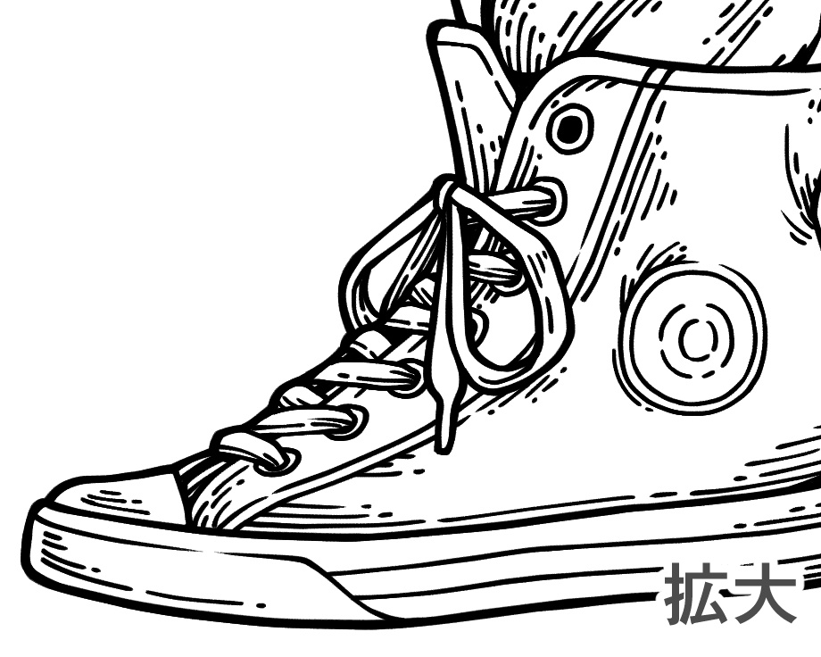 ペン画風の足元のイラスト素材10種(+枠付き10種)