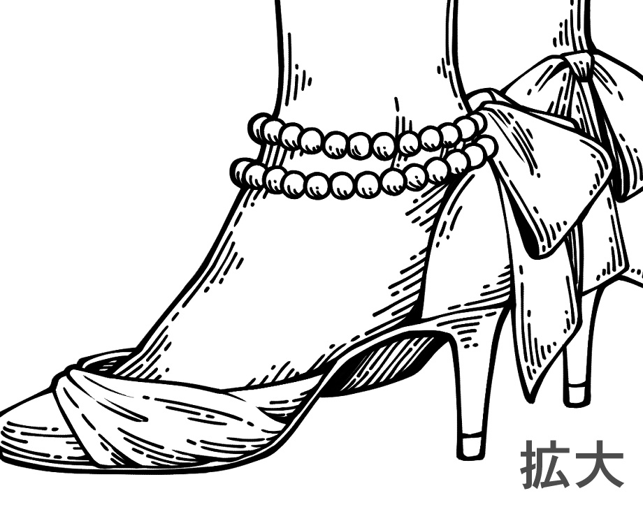 ペン画風の足元のイラスト素材10種(+枠付き10種)