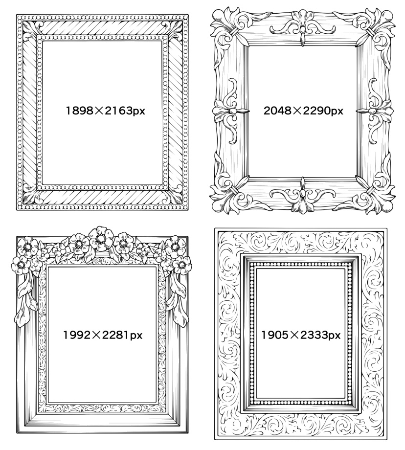 額縁の線画素材8種