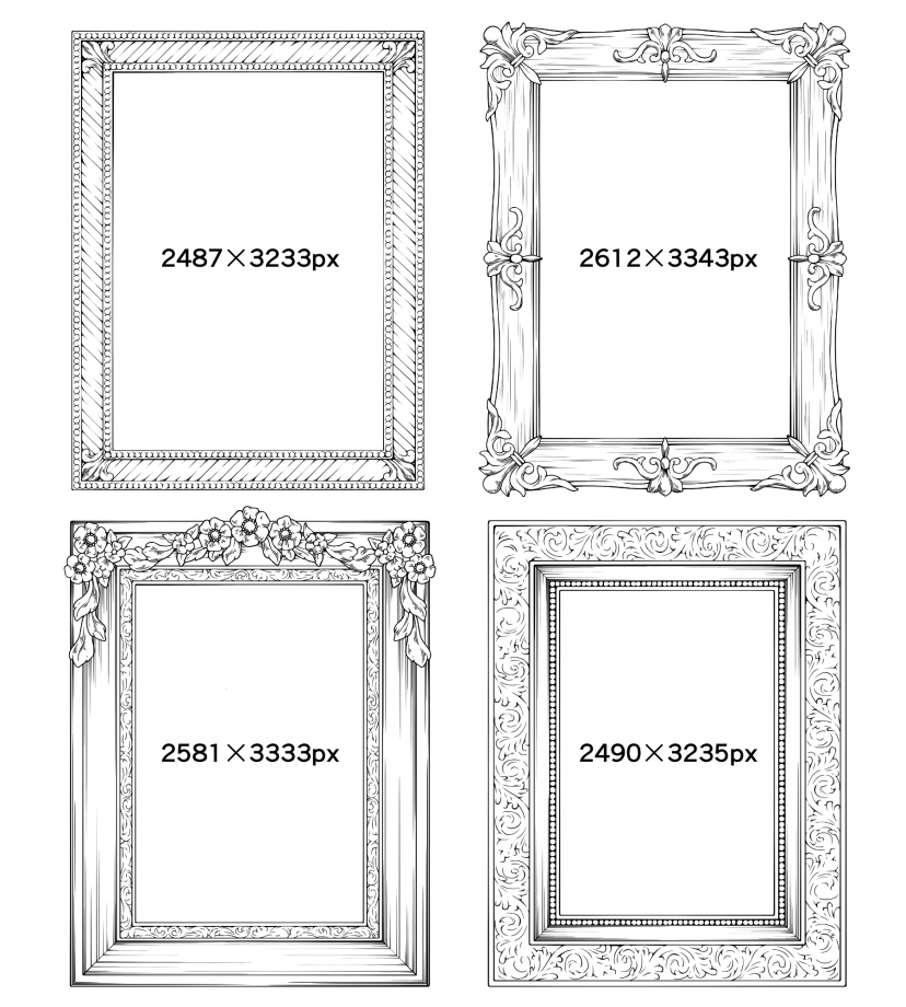 額縁の線画素材8種