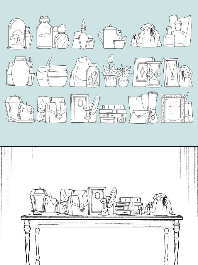 ファンタジー小物ブラシ3種