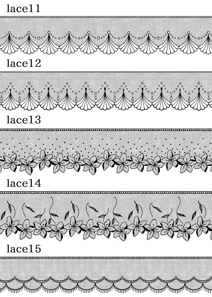 レース素材とブラシ各20種