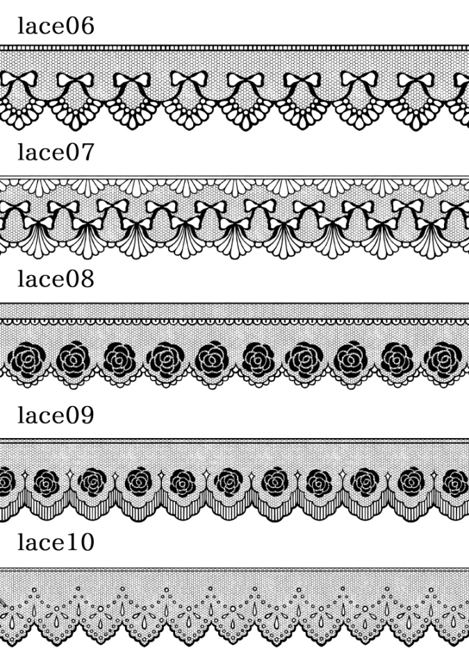 レース素材とブラシ各20種