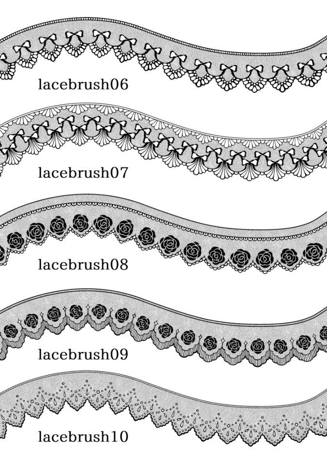 レース素材とブラシ各20種