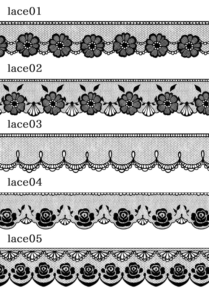 レース素材とブラシ各20種
