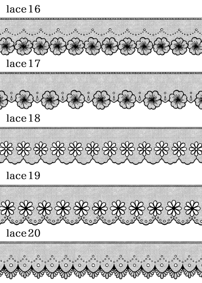 レース素材とブラシ各20種