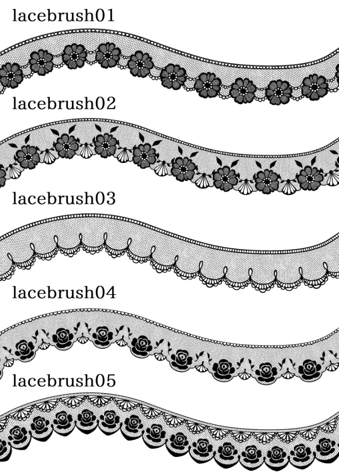 レース素材とブラシ各20種