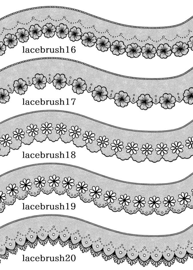 レース素材とブラシ各20種
