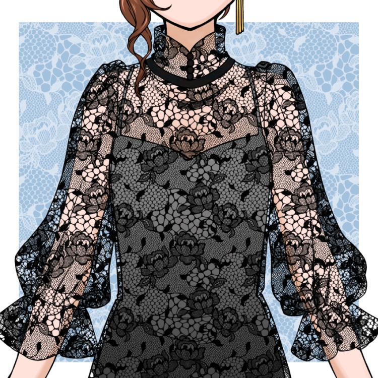 花のレースパターンとブラシ(9種)2