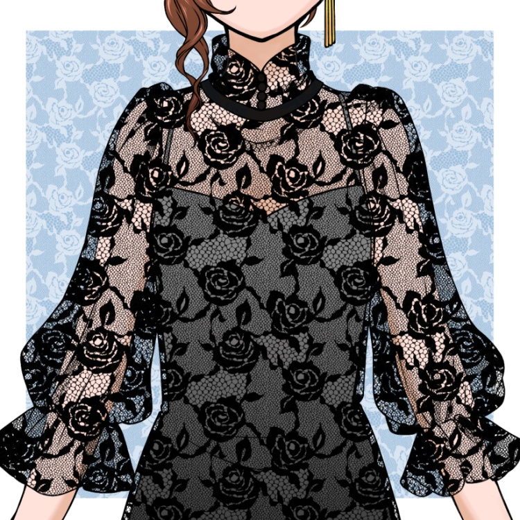 花のレースパターンとブラシ(9種)2