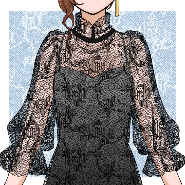 花のレースパターンとブラシ(9種)2