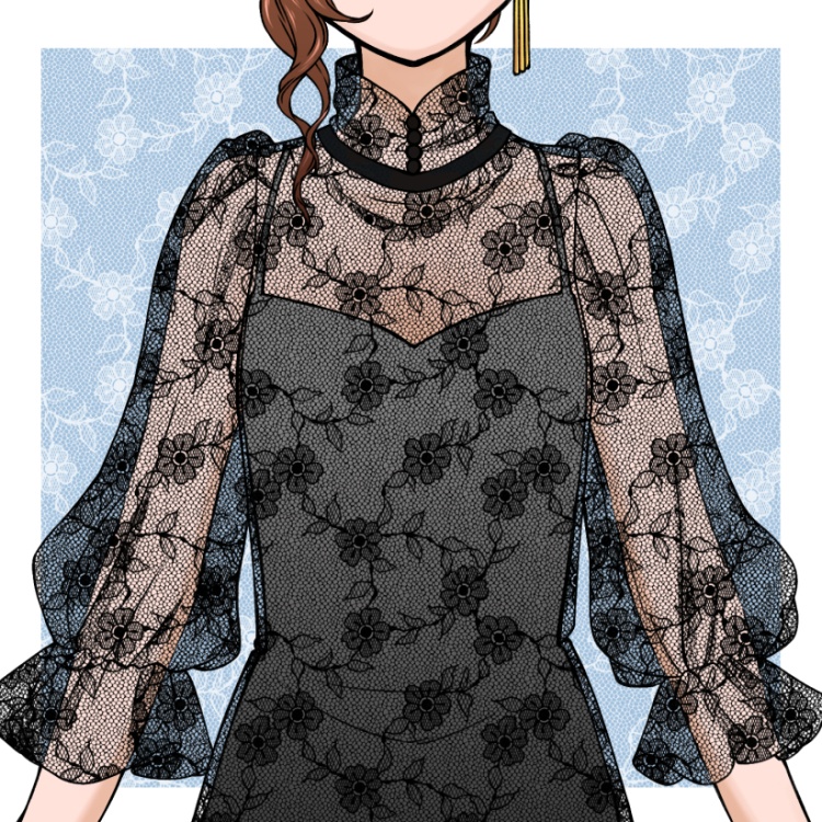 花のレースパターンとブラシ(9種)2