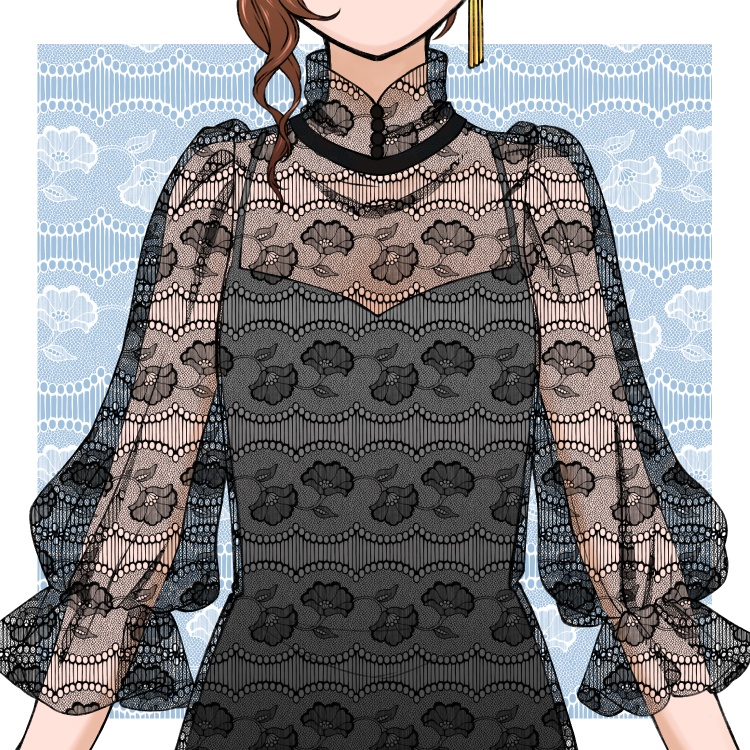 花のレースパターンとブラシ(9種)2