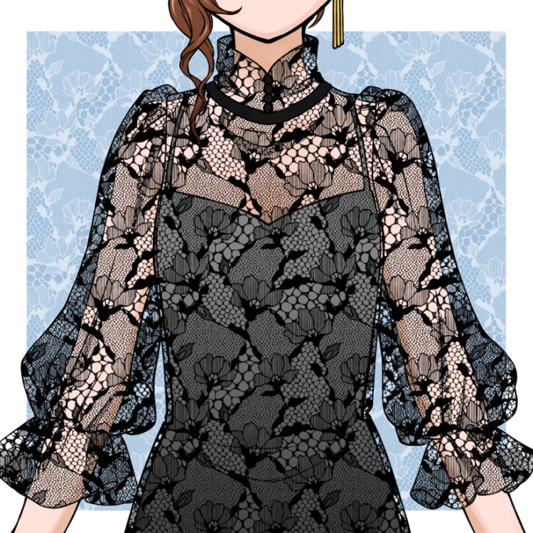 花のレースパターンとブラシ(9種)2