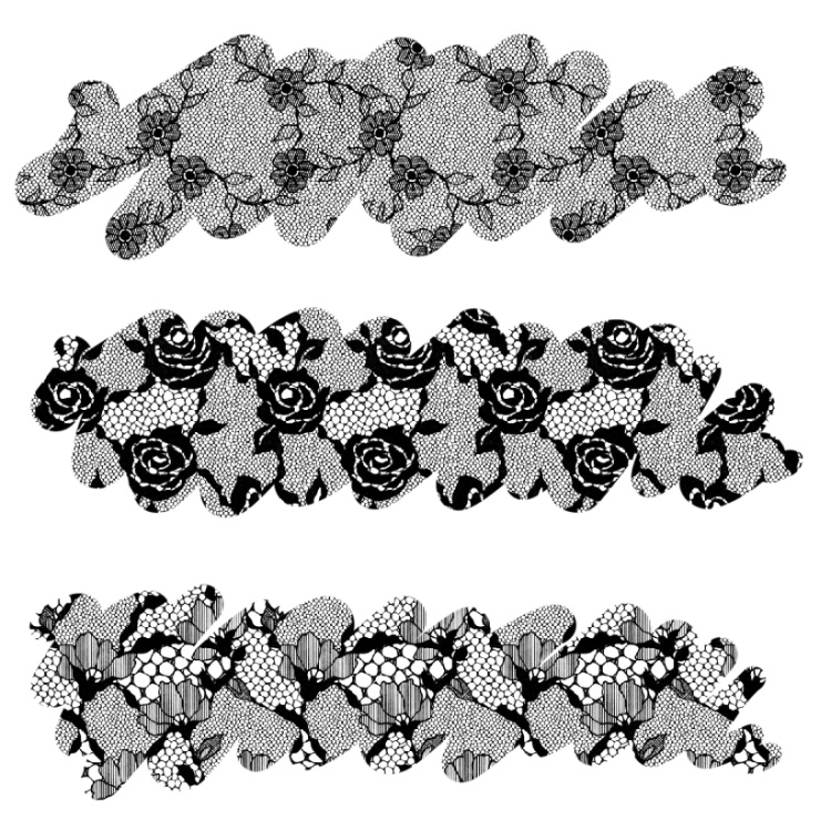 花のレースパターンとブラシ(9種)2