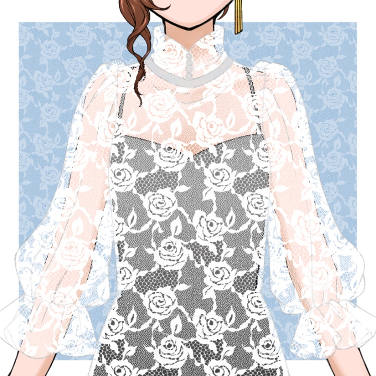 花のレースパターンとブラシ(9種)2