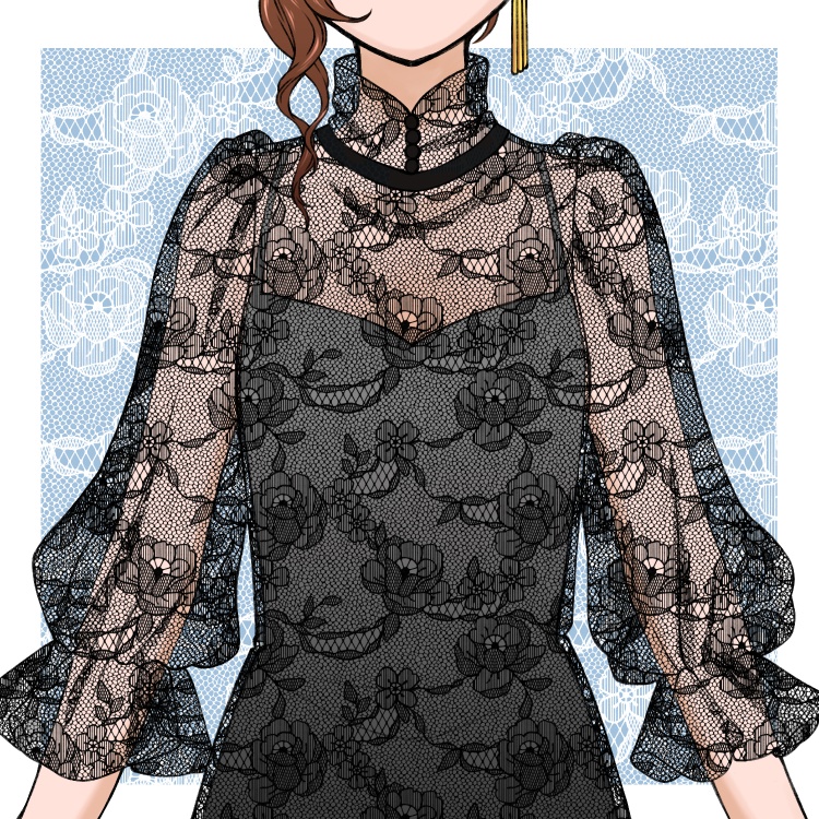 花のレースパターンとブラシ(9種)2