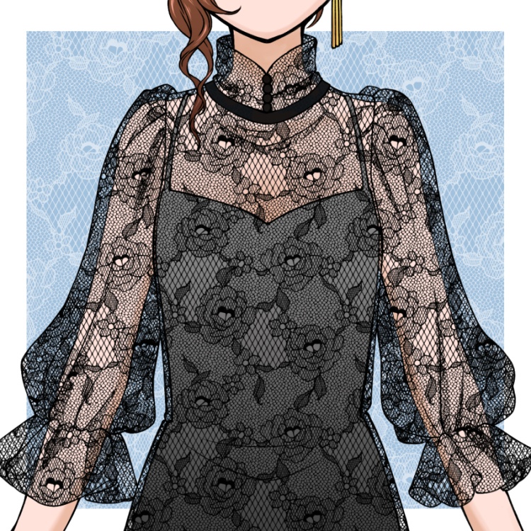 花のレースパターンとブラシ(9種)2