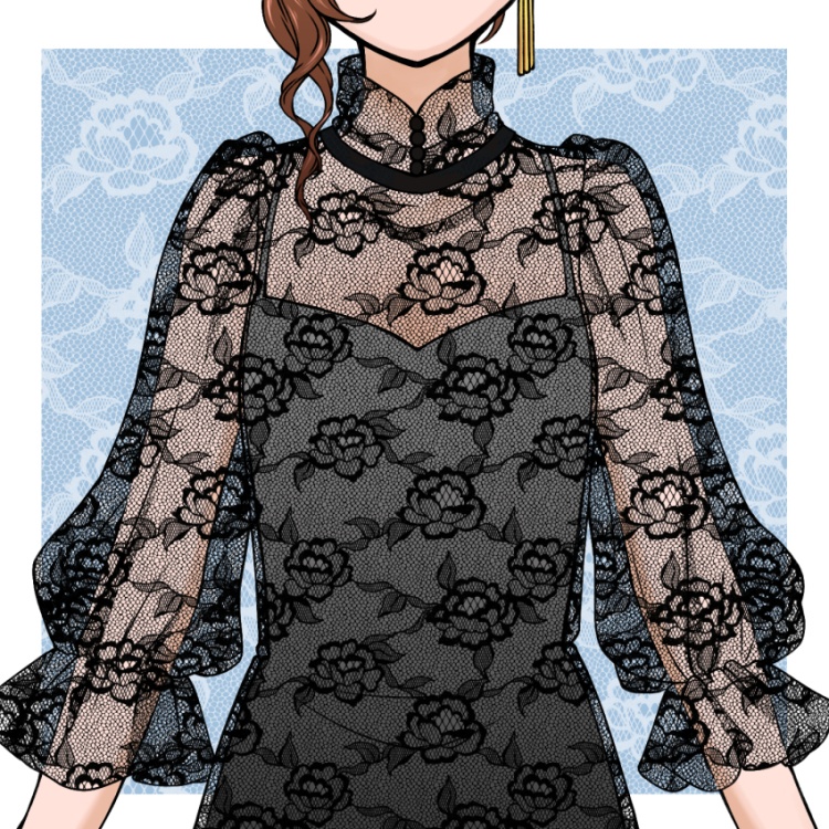 花のレースパターンとブラシ(9種)2