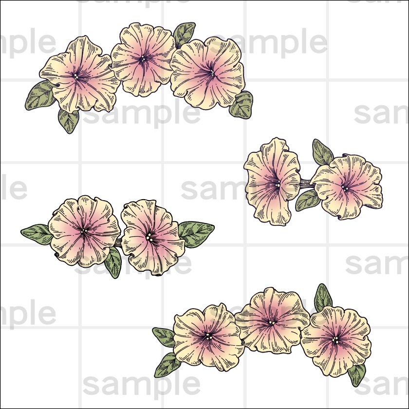 ペン画風の花のイラスト素材集