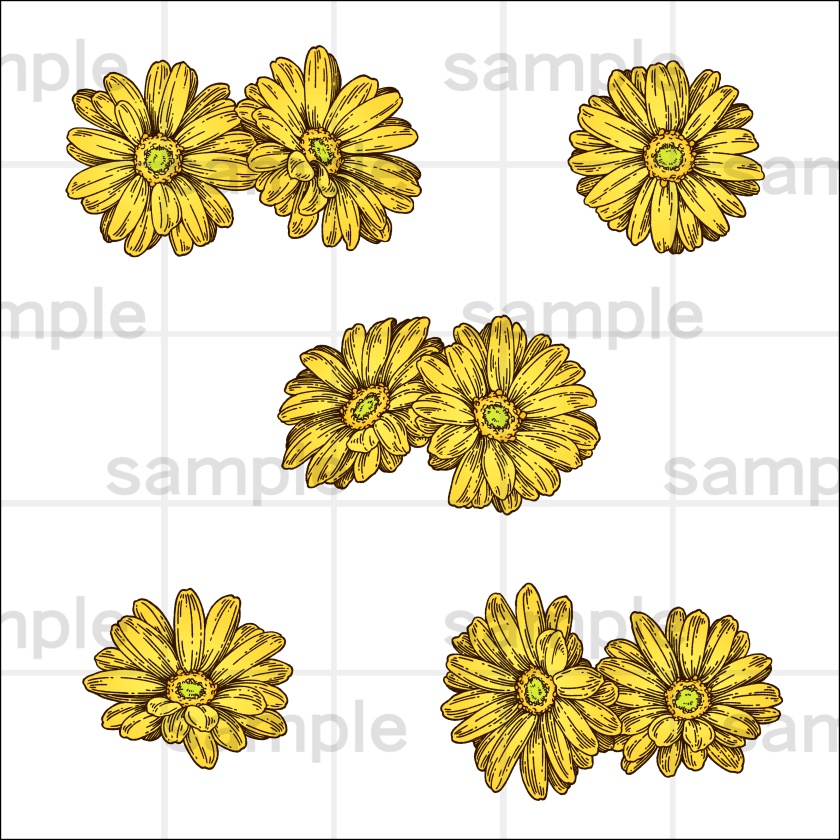 ペン画風の花のイラスト素材集