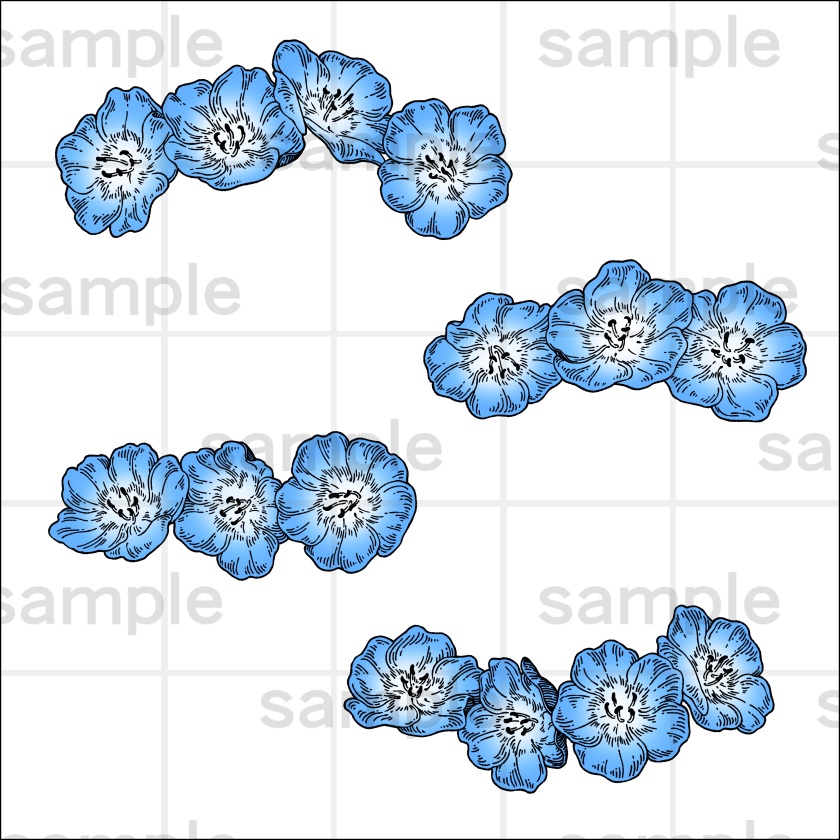 ペン画風の花のイラスト素材集