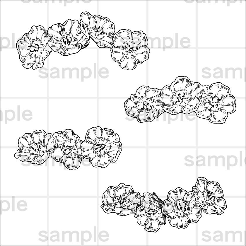 ペン画風の花のイラスト素材集