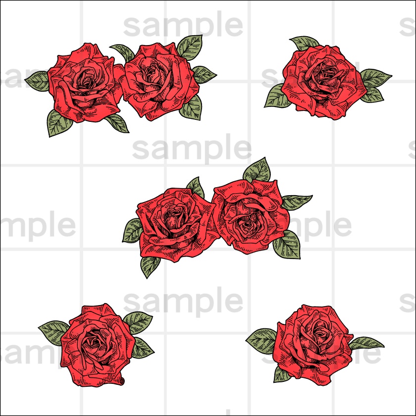 ペン画風の花のイラスト素材集