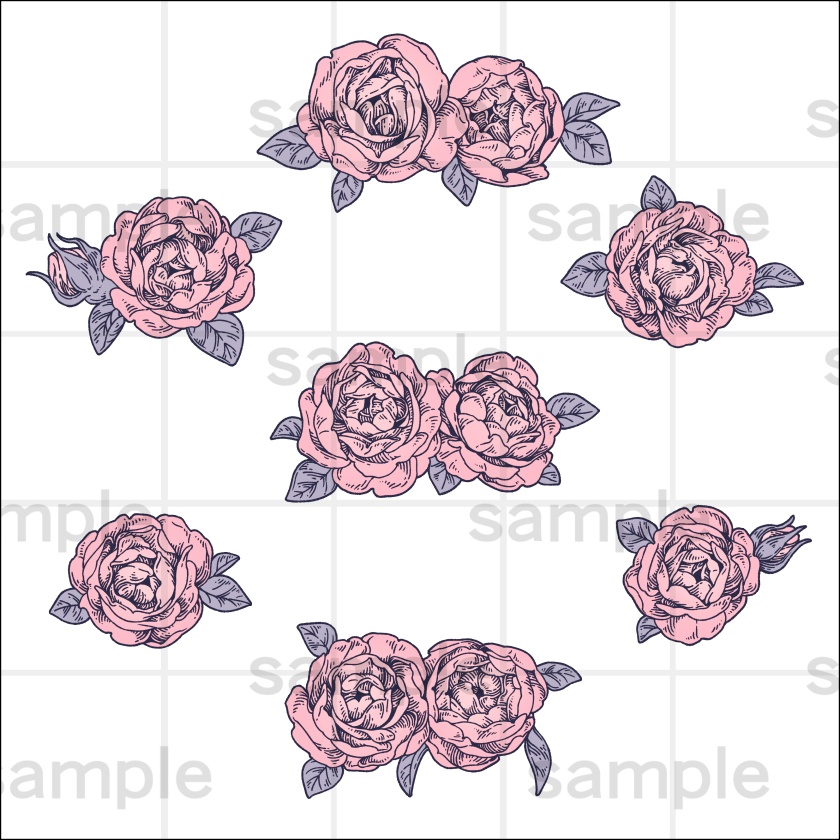 ペン画風の花のイラスト素材集