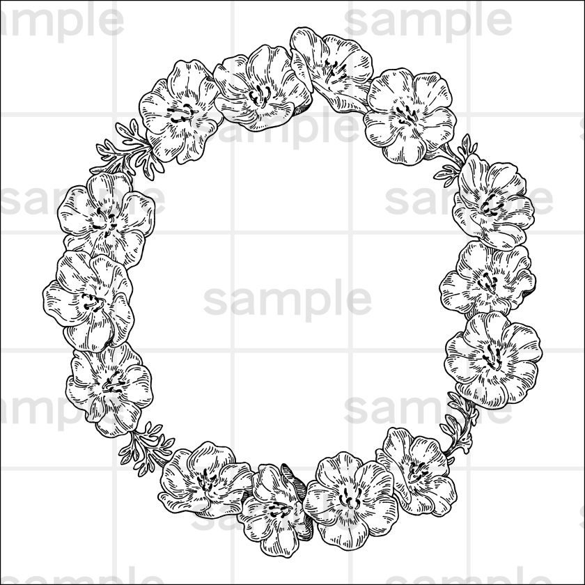 ペン画風の花のイラスト素材集