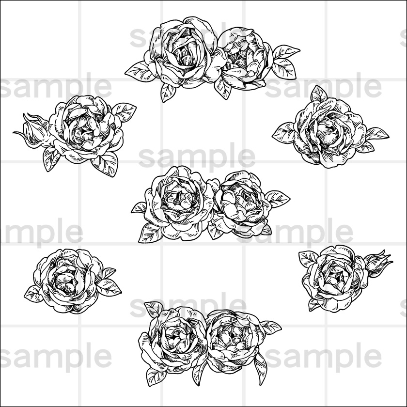 ペン画風の花のイラスト素材集