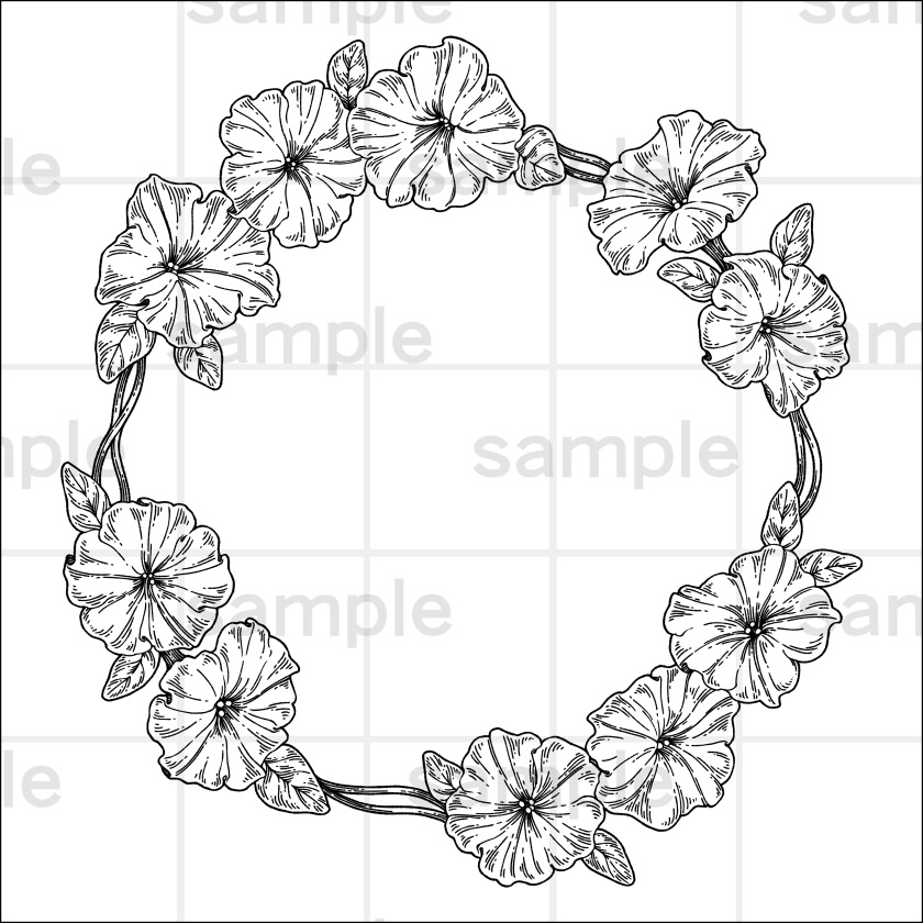 ペン画風の花のイラスト素材集